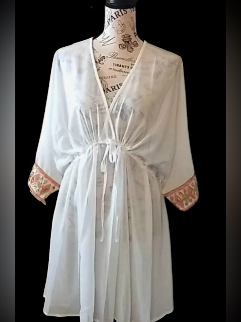 Swimsuit cover Sheer White Embroidered size small